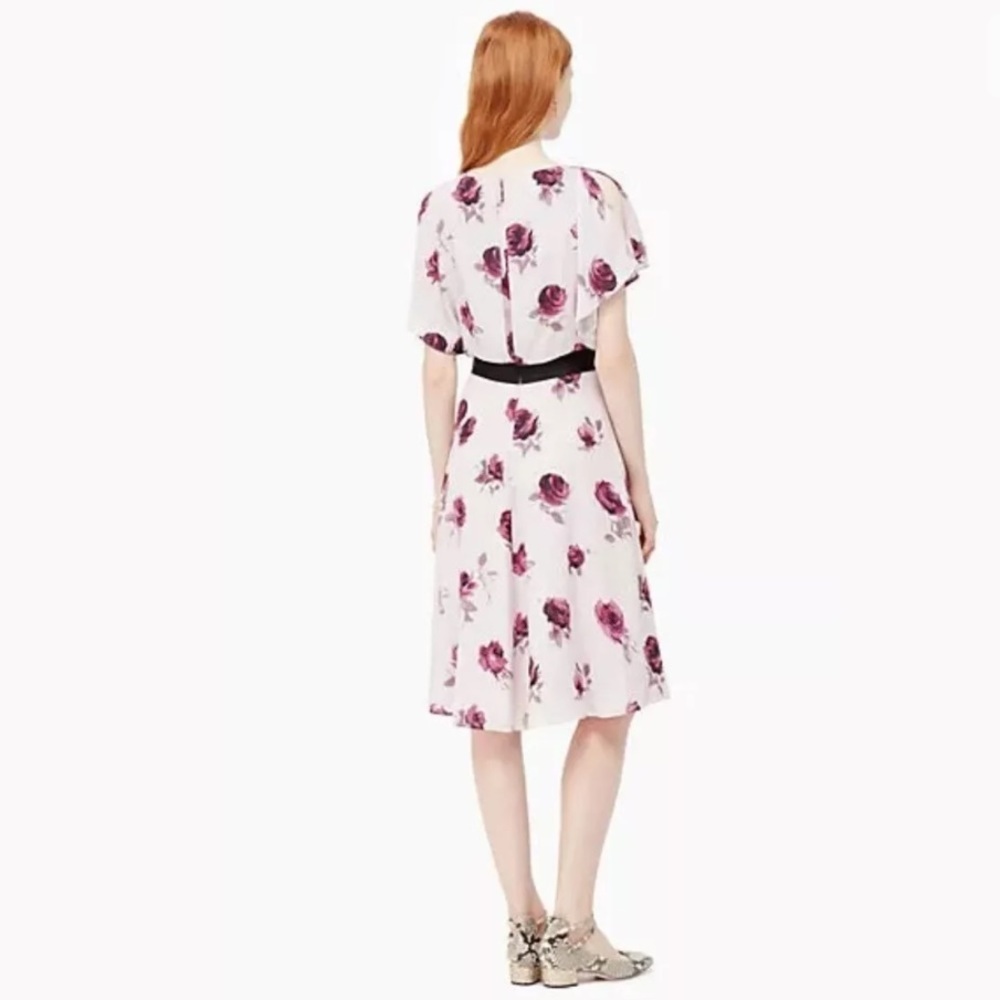 $478 Kate Spade Rose Flutter Dress Silk Chiffon - Picture 6 of 8